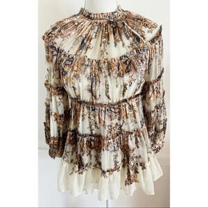 Zimmermann • Ladybeetle Silk Blend Ruffle Tiered Blouse Rare